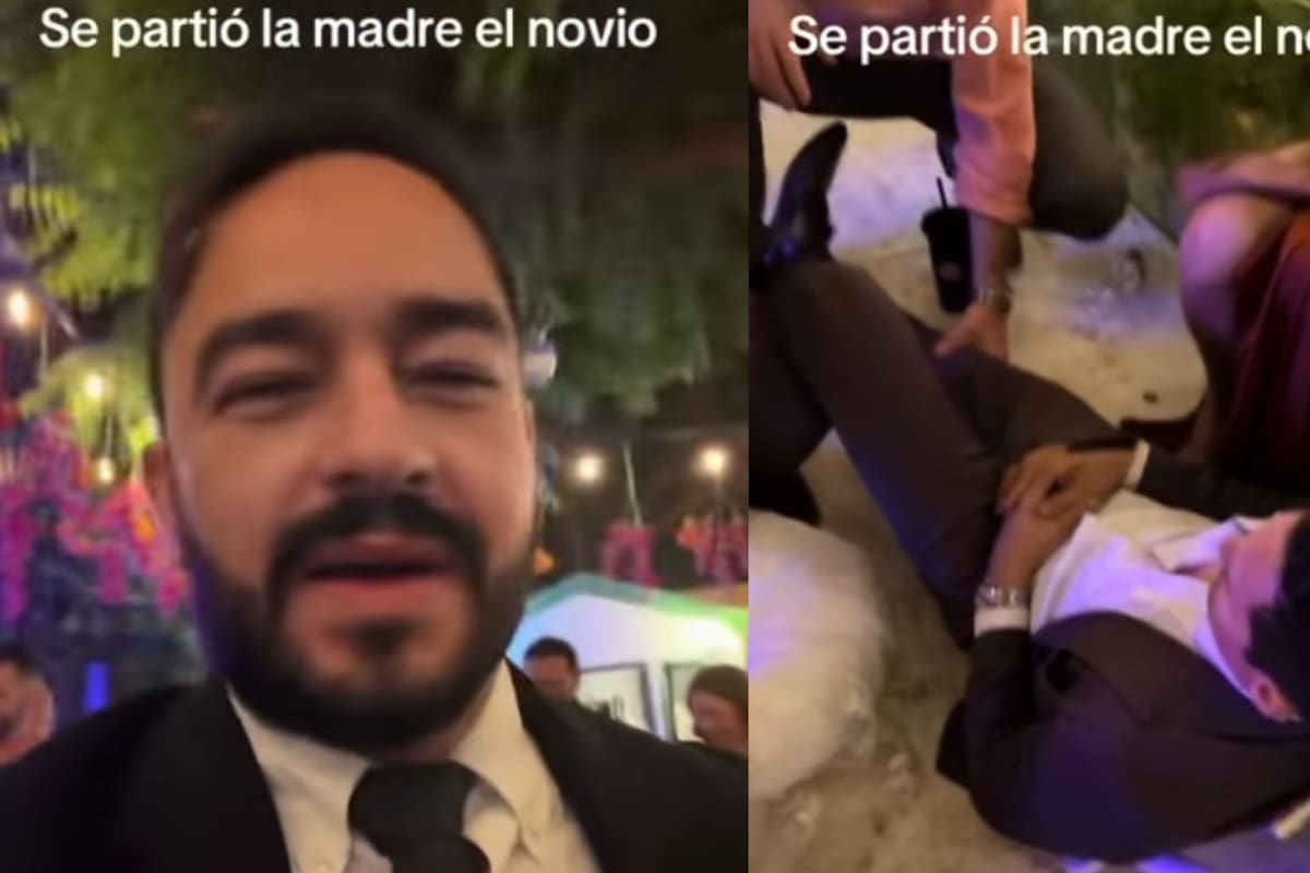 “Se colgó de la rama y se cayó de la rama”: joven graba el momento en que el novio se rompe la pierna en plena boda