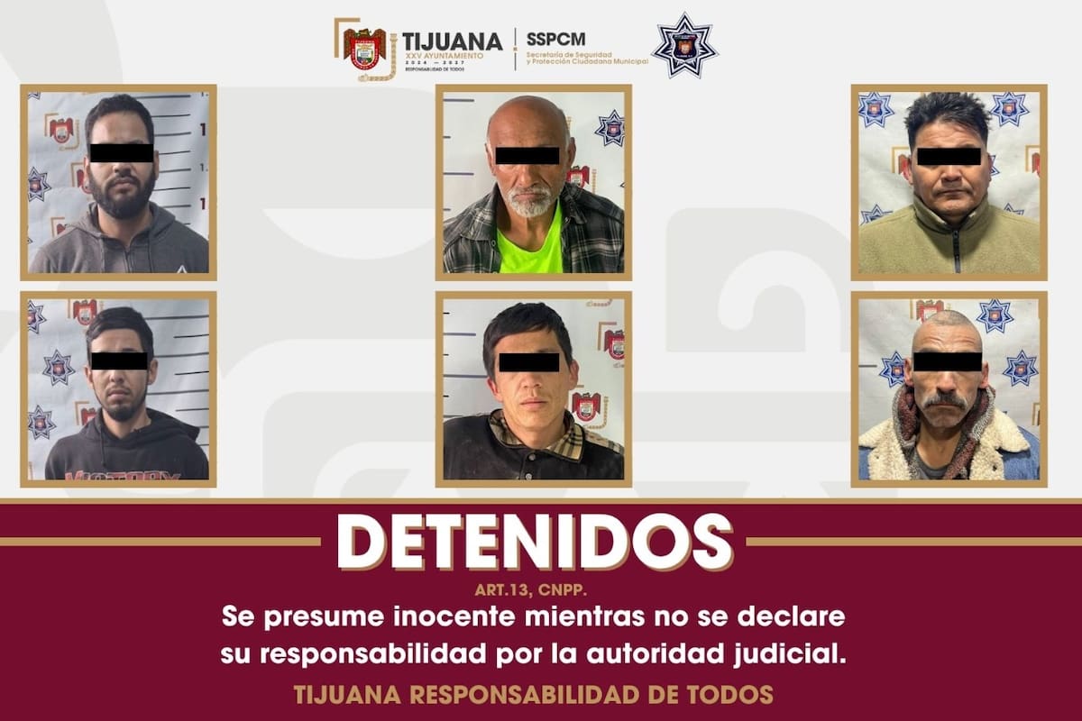 Policía Municipal de Tijuana asegura a seis personas en posesión de armas de fuego