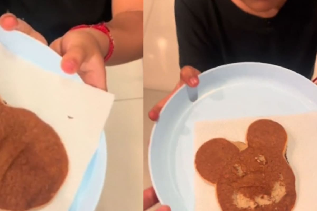 Micky está muy serio”: Niño se vuelve viral por pedirle una “sonrisa” en el pancake en forma de Mickey Mouse