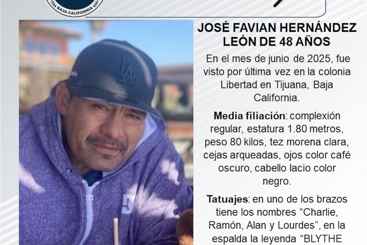 Se busca a José Favian Hernández León de 48 años de edad