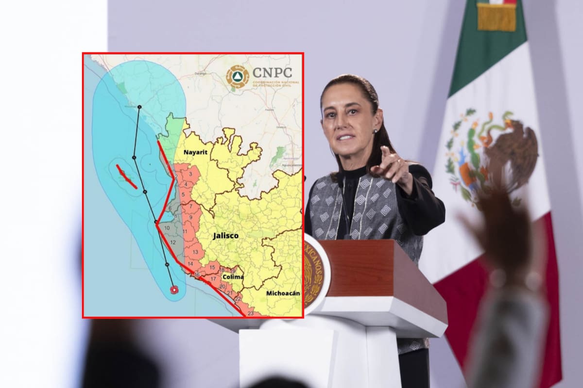 Sheinbaum pide a la población de Jalisco, Colima, Nayarit y Michoacán no salir de casa ante el impacto del huracán Simón de categoría 4 y mantener el resguardo hasta que termine el peligro