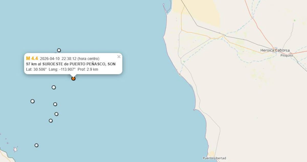 El segundo movimiento ocurrió a 97 kilómetros al suroeste de Puerto Peñasco, a una profundidad de 2.9 kilómetros, sin daños ni personas lesionadas reportadas.