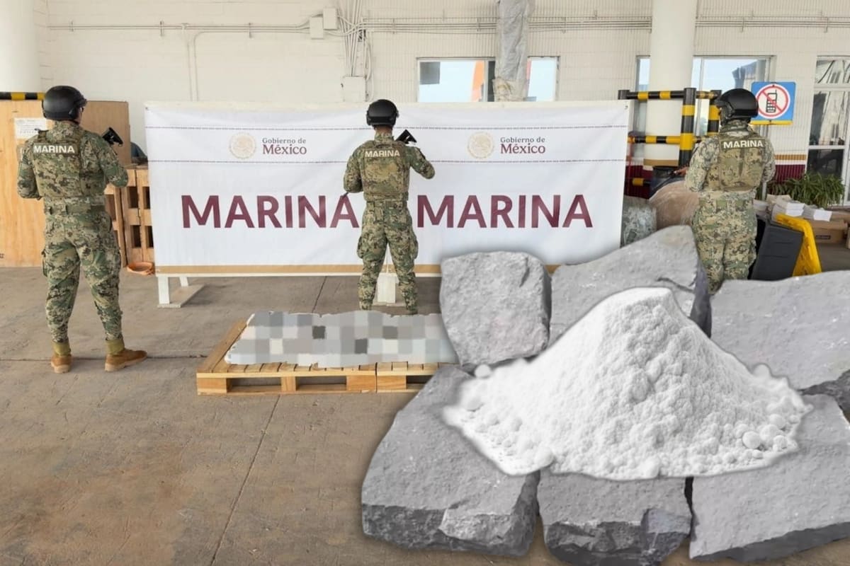 Aseguramiento en Veracruz: Marina halla 219 kilos de metanfetamina y cocaína ocultos en piedra laja