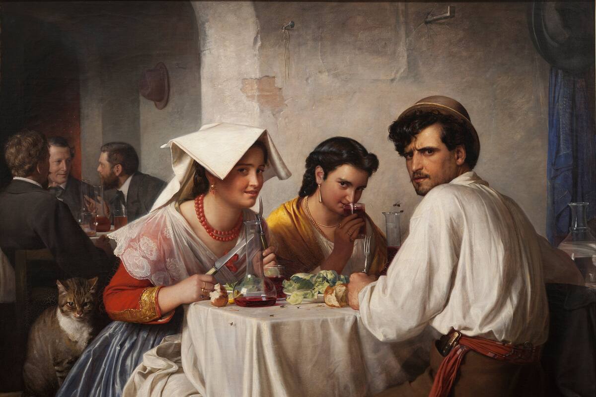 Miradas que incomodan en una hostería romana: El realismo cautivador de Carl Bloch