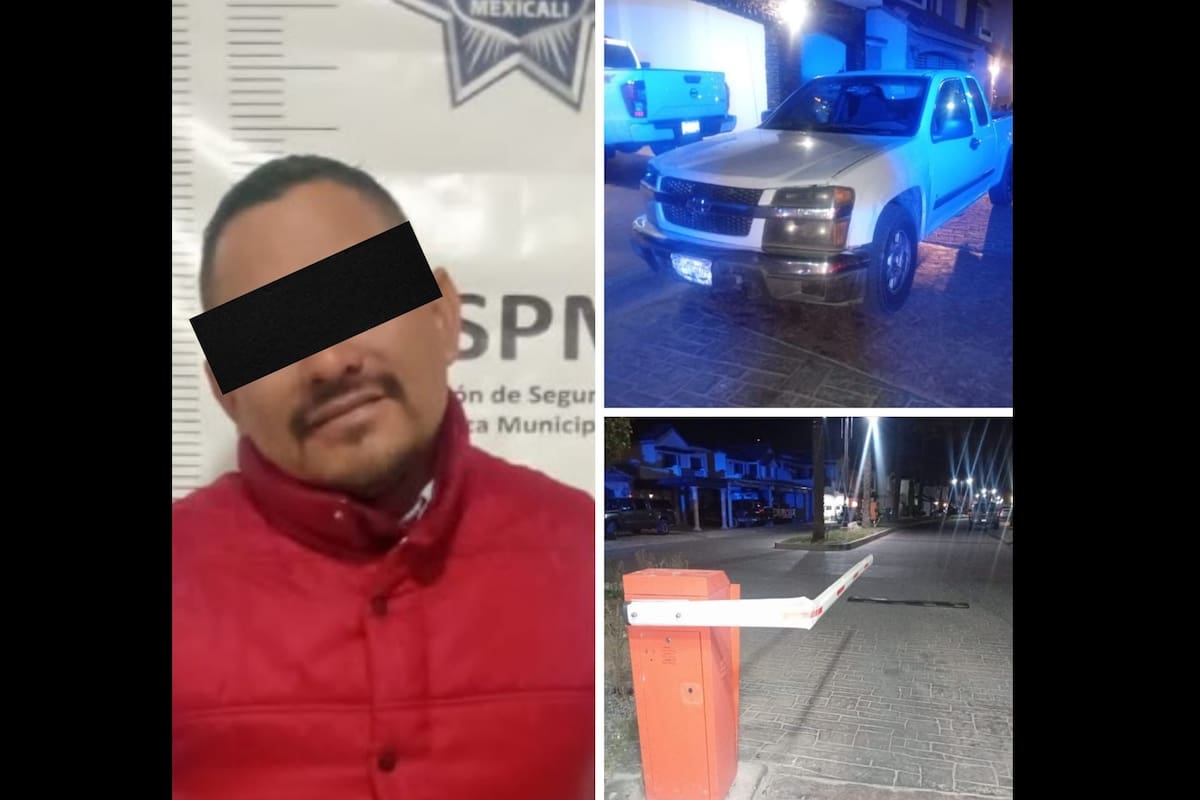Agresivo sujeto rompe la pluma de acceso a un fraccionamiento y es detenido