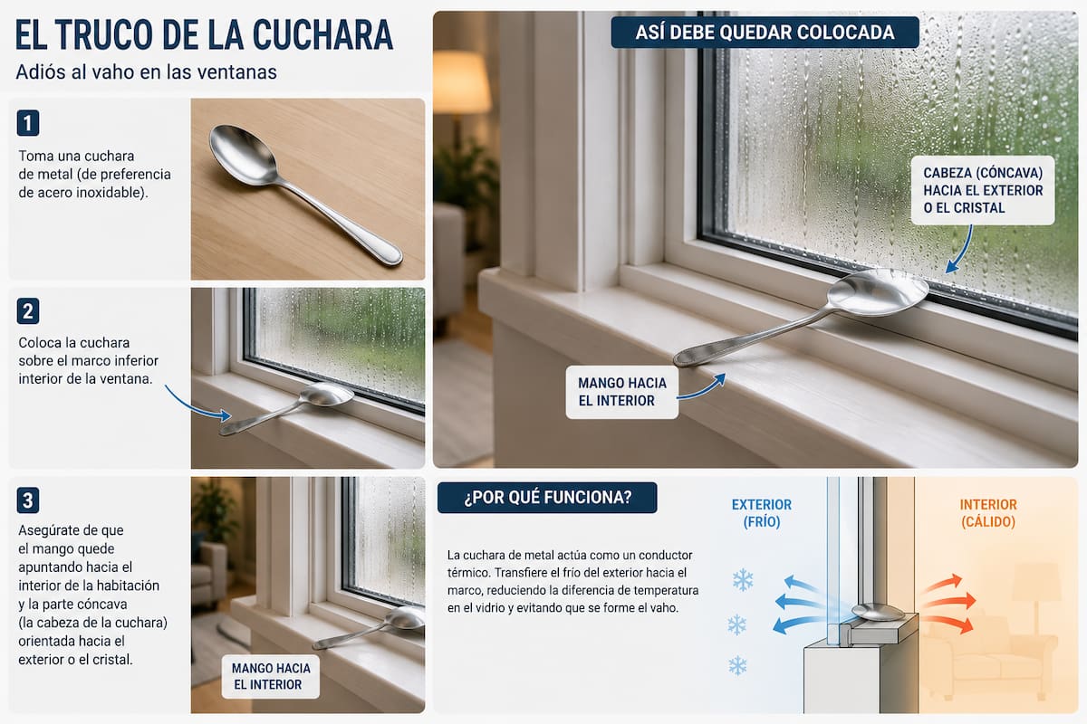 El vapor de agua suspendido en el aire se siente atraído hacia el metal y se condensa sobre su superficie en lugar de empañar el ventanal. | Imagen hecha con IA