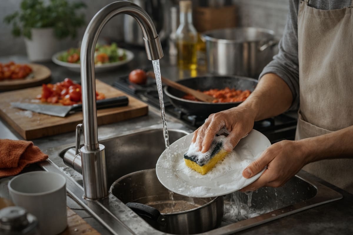 Lavar los platos mientras cocinas | Ayuda a evitar suciedad acumulada, mejora la higiene, ahorrar tiempo y reduce el esfuerzo al finalizar