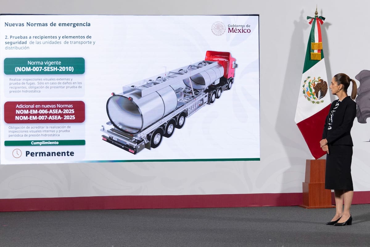 Sheinbaum endurece requisitos para el transporte de gas LP. | Crédito: Presidencia