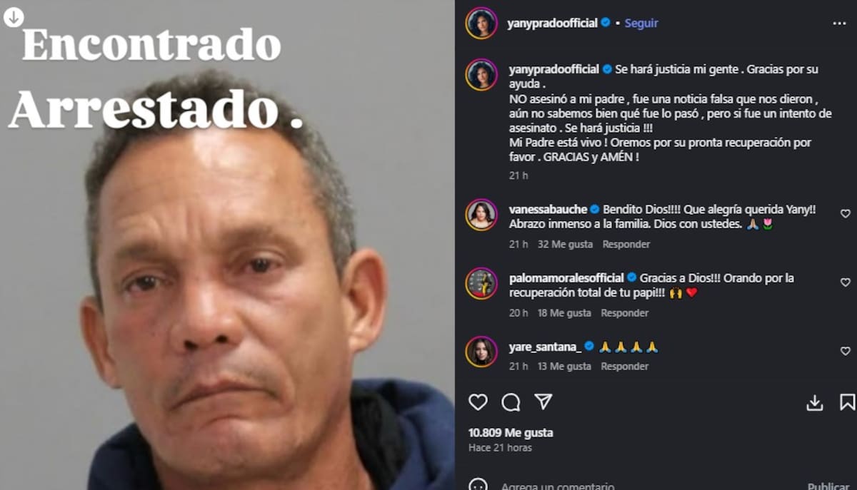 Detienen al agresor de su padre / Instagram @yanypradoofficial