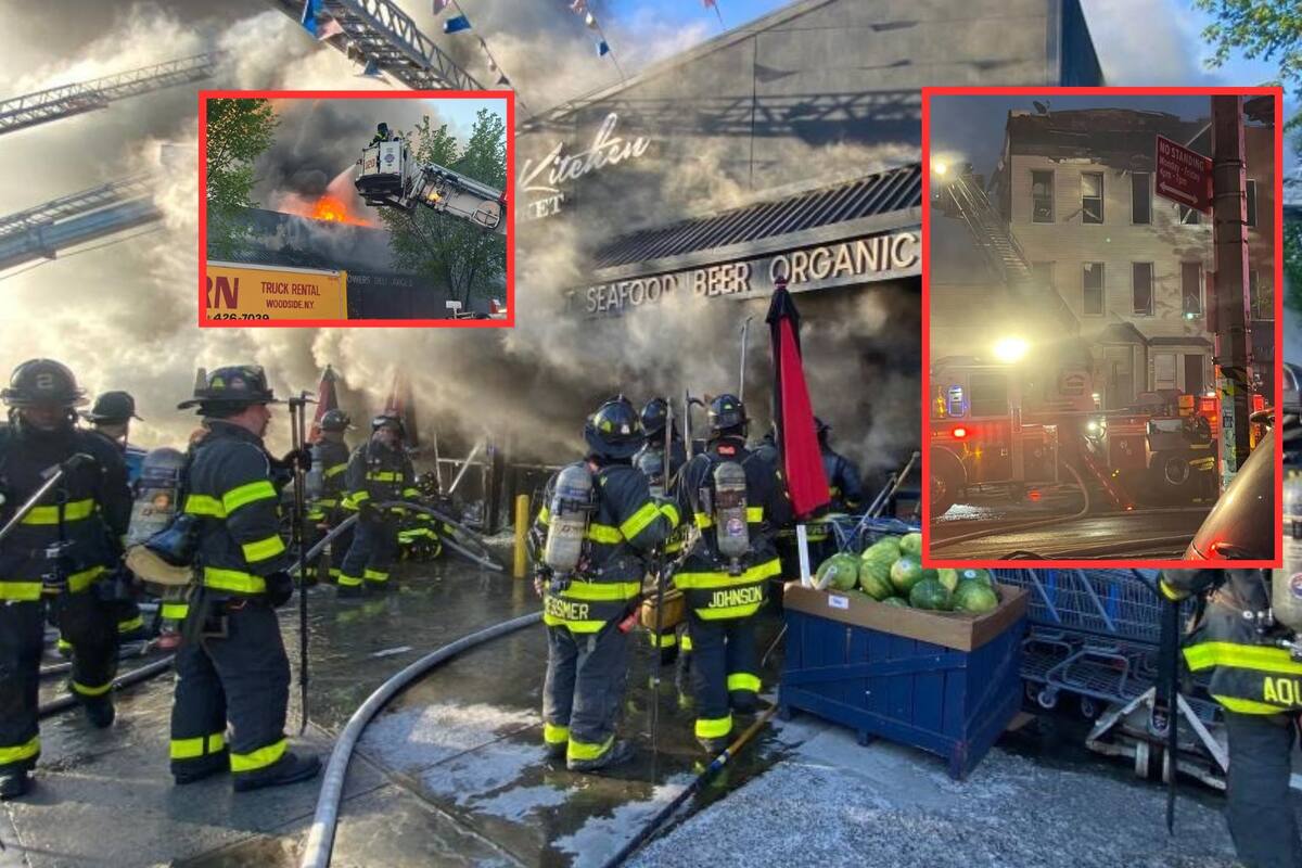 Incendio masivo consume supermercado y varios edificios en Nueva York