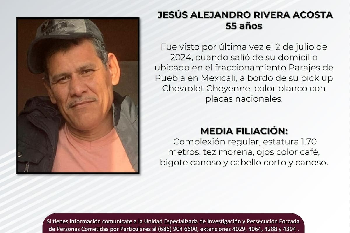 ¿Has visto a Jesús Alejandro Rivera Acosta? Desapareció en Mexicali el 2 de julio