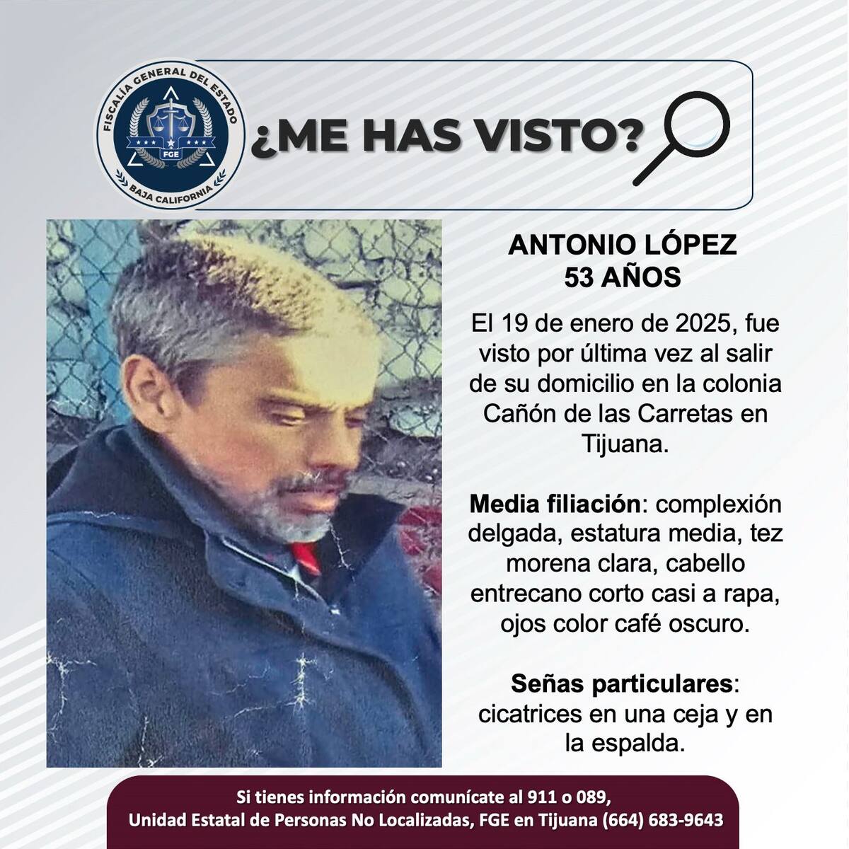 Antonio López fue visto por última vez el 19 de enero del 2025.