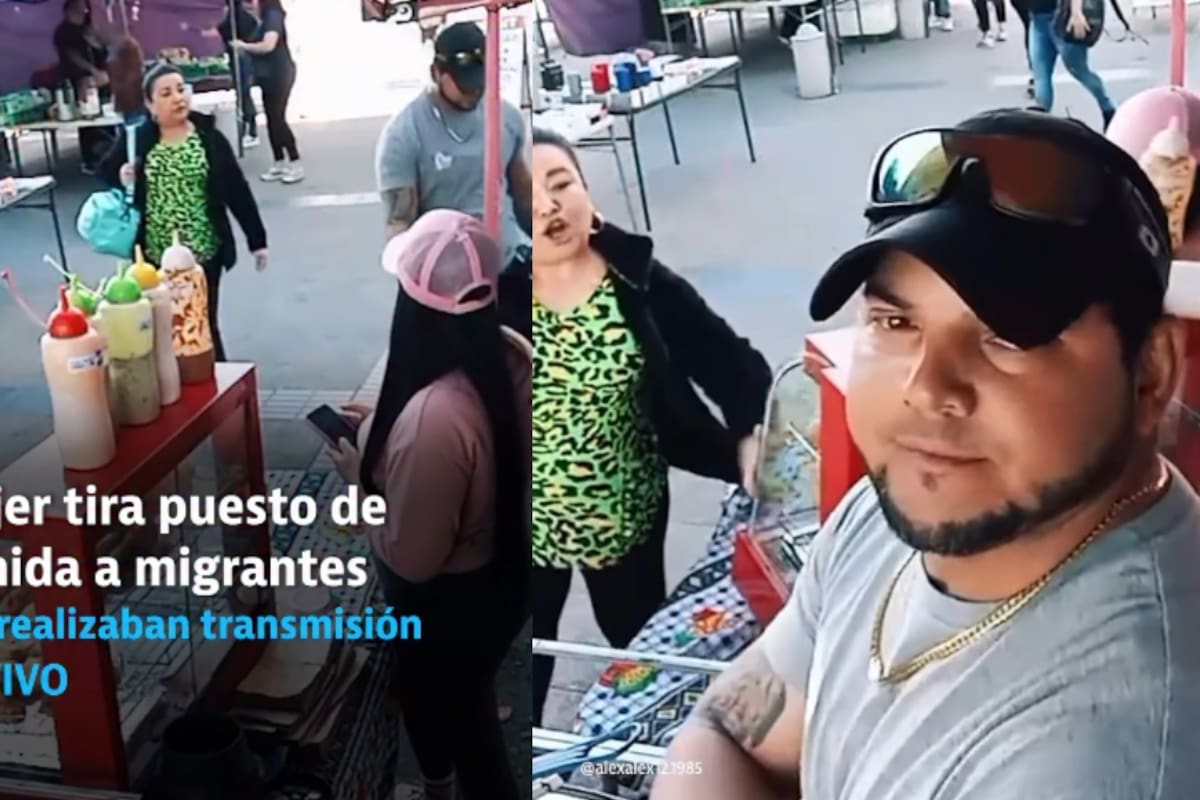 IMPACTANTE: Mujer se enfurece y tira por completo el puesto de unos vendedores ambulantes venezolanos, generando viralidad