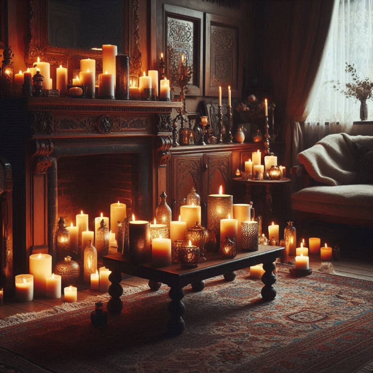 Imagen ilustrativa de veladoras mal colocadas generada con IA (Copilot).