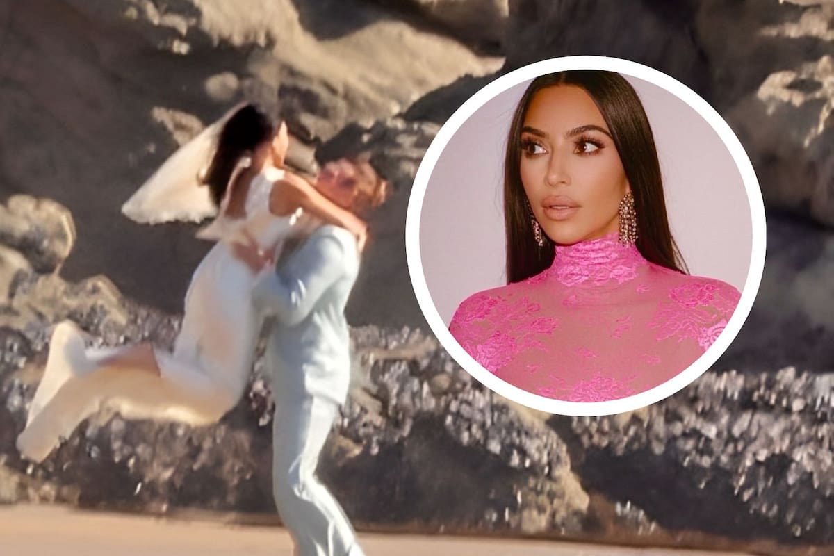Kim Kardashian es captada vestida de novia en la playa: ¿Boda real?