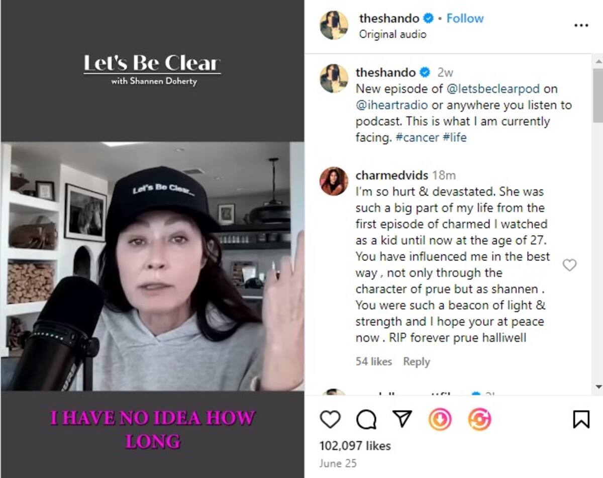 El último mensaje que Shannen Doherty compartió en sus redes sociales / Instagram: @theshando