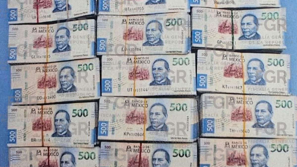 Los 747 mil pesos en efectivo representan el monto que quedó bajo investigación de la FGR tras ser localizado dentro de una mochila durante la intervención en la autopista México-Cuernavaca. (FGR)