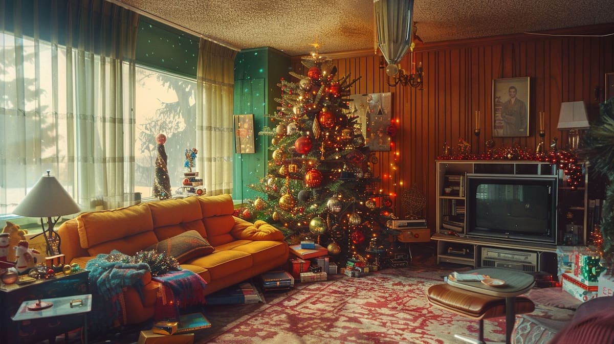 Foto de una Navidad en los años 80 creada por una IA.