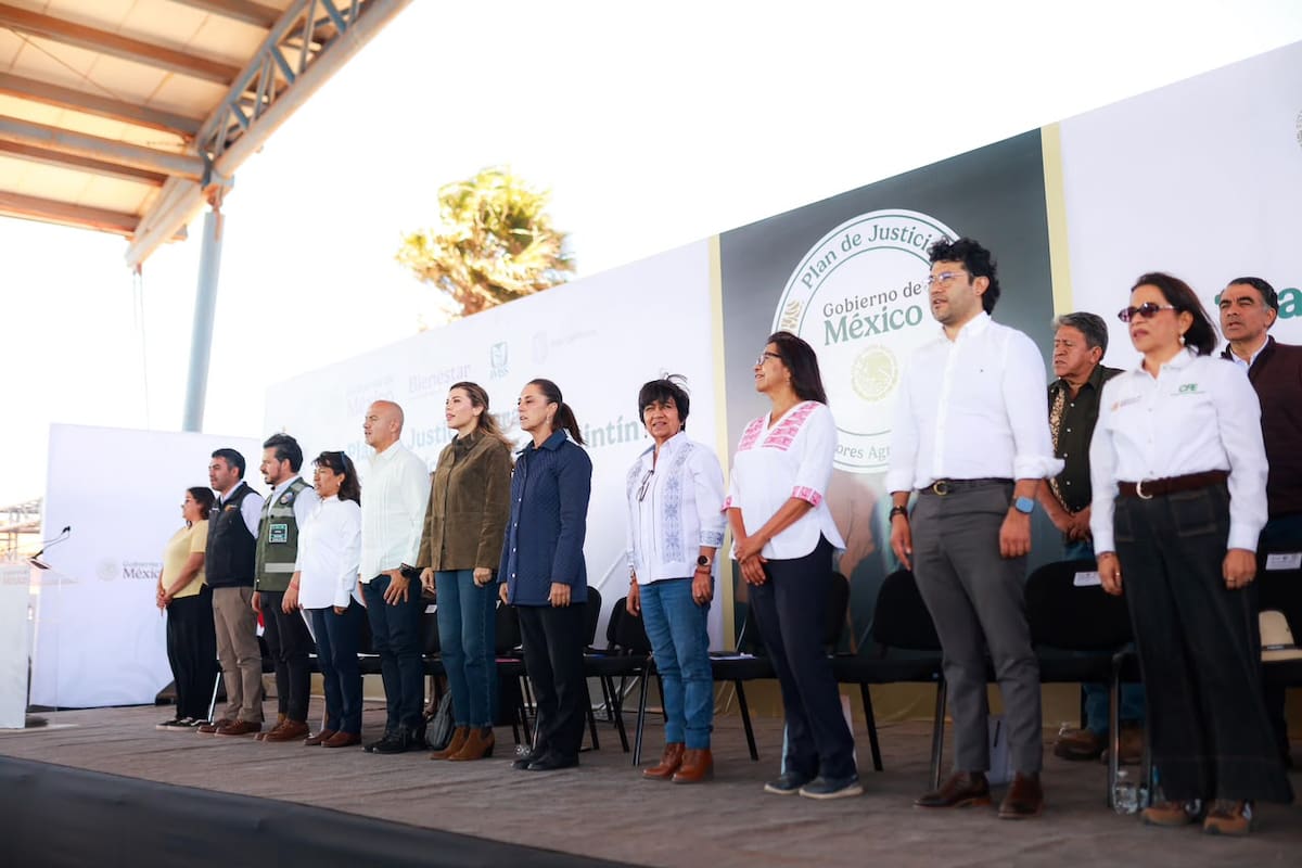 Claudia Sheinbaum supervisa en San Quintín el Plan de Justicia para jornaleros y anuncia apoyos en vivienda, salud y educación