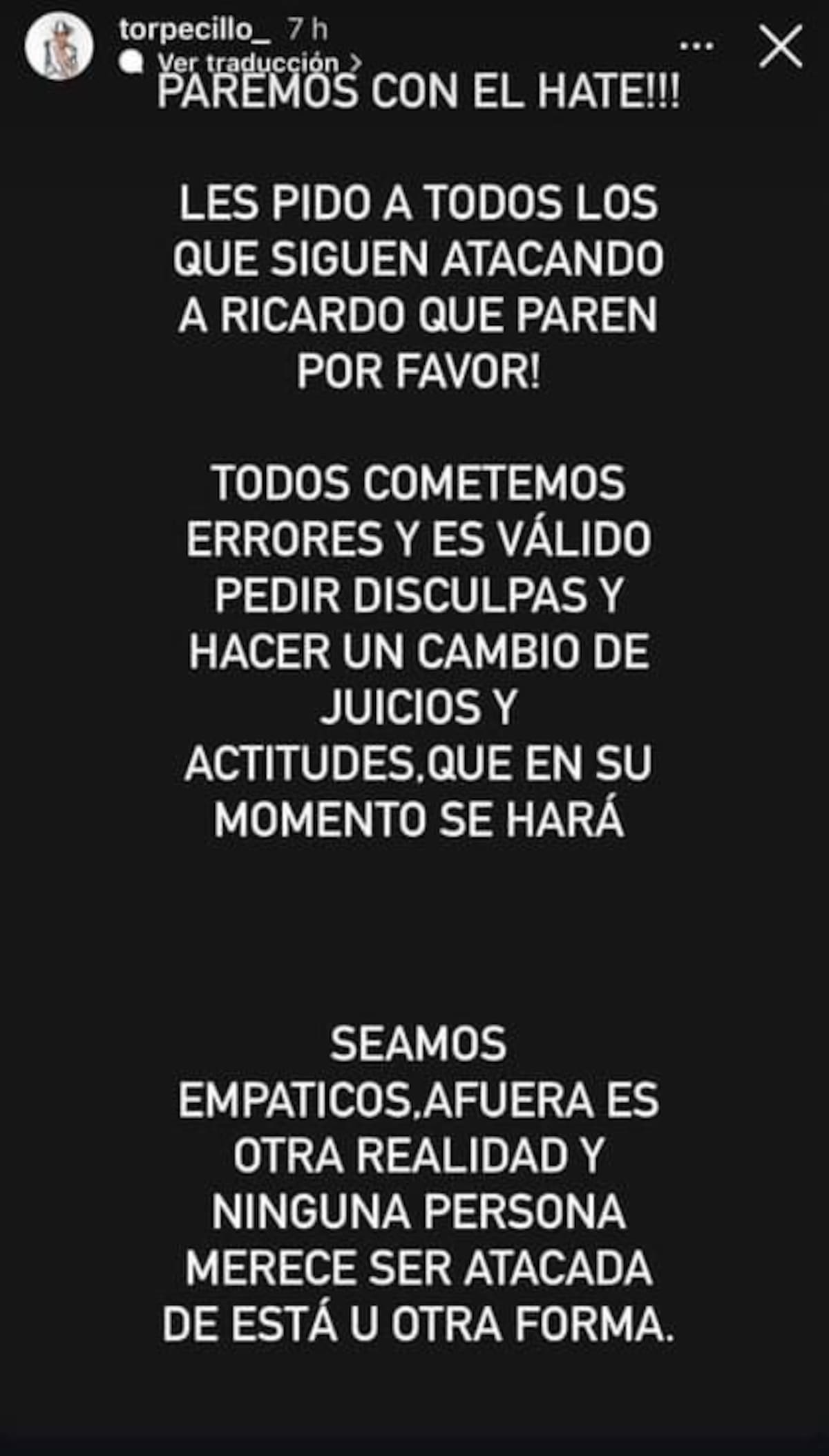 Piden parar el "hate" hacia Ricardo Peralta / Instagram: @torpecillo_mx