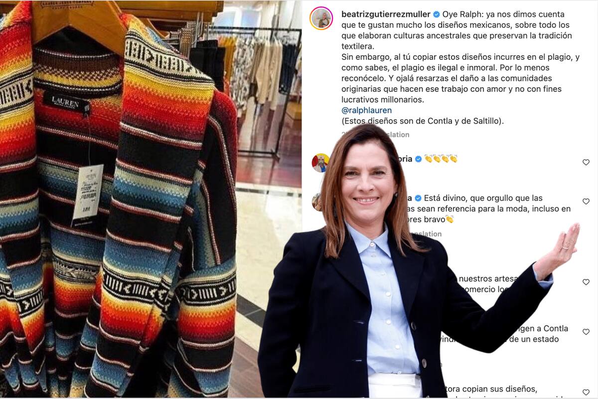 Ralph Lauren plagia sarape mexicano, denuncia Beatriz Gutiérrez Müller