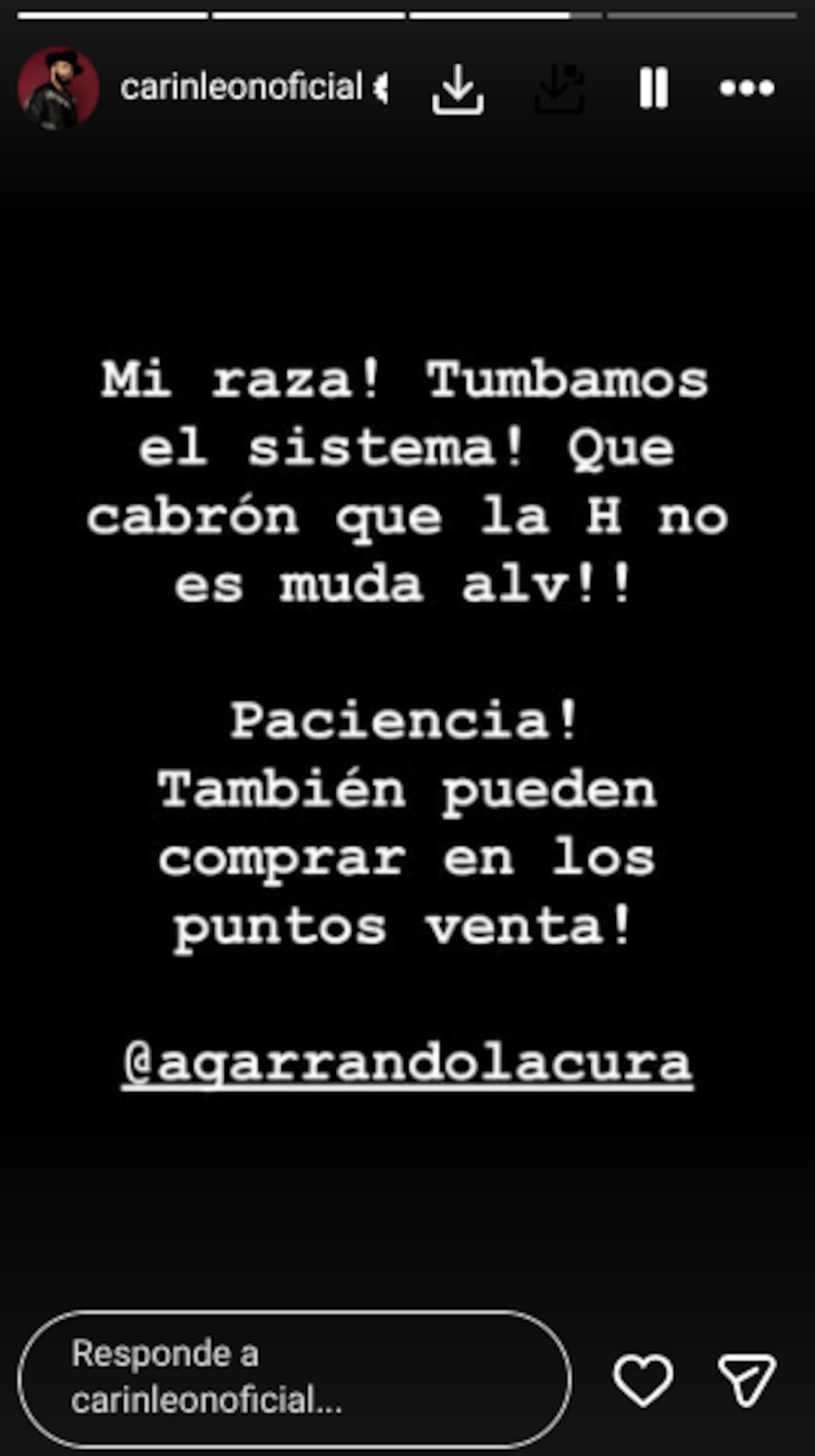 Carín León advierte sobre la caída de la página para comprar los boletos de "La Cura Fest" | Instagram @carinleonoficial