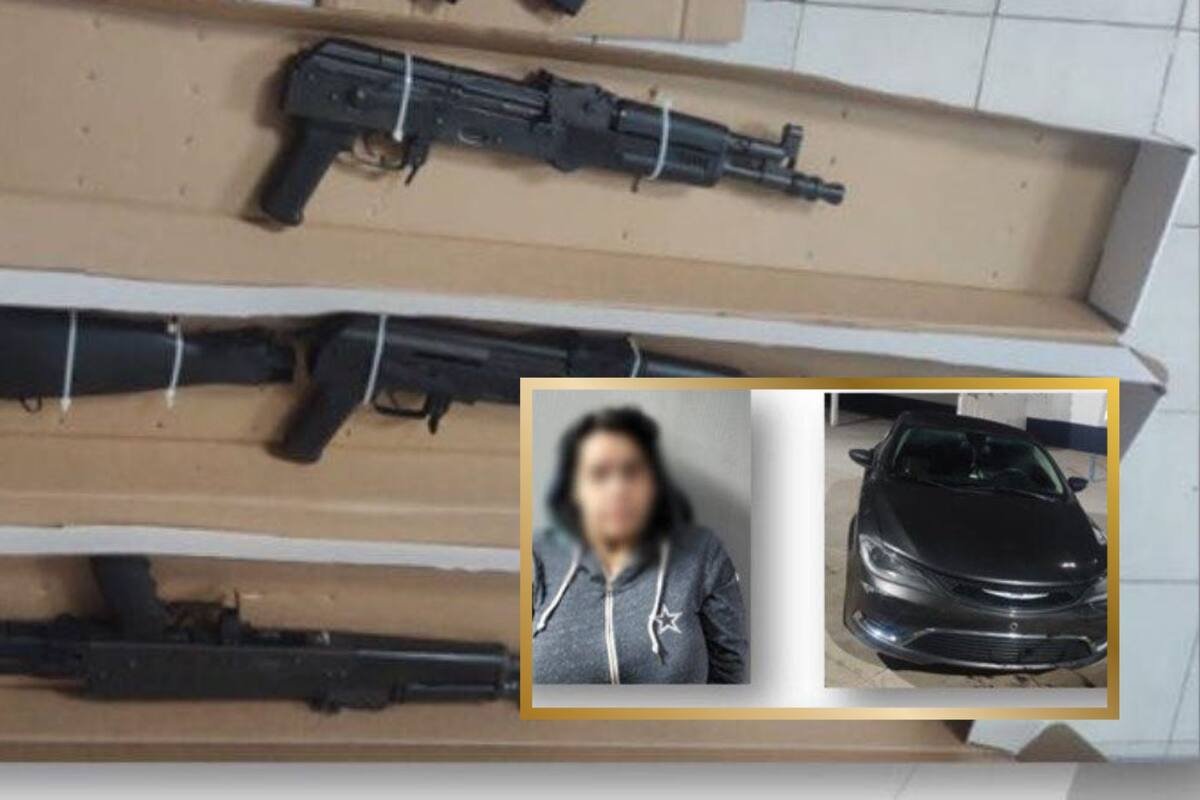 Aseguran a mujer con fusiles de asalto en garita de Nogales