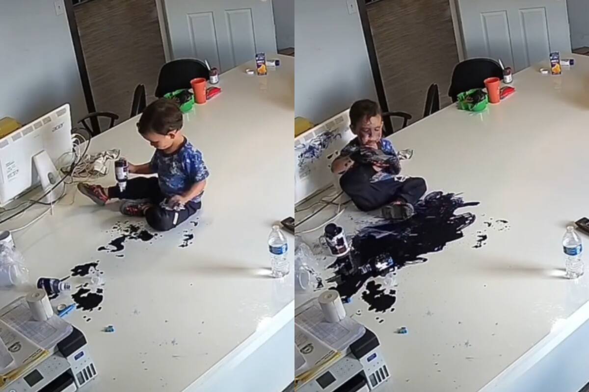 VIRAL: niño crea un DESASTRE con tinta de impresora en una oficina