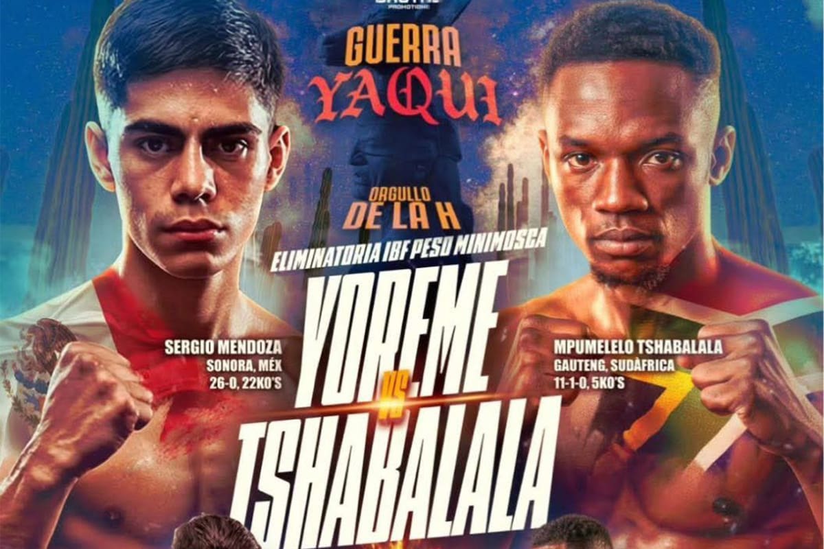 Sergio ‘Yoreme’ Mendoza peleará en Hermosillo ante el sudafricano Tshabalala en pelea de eliminatoria FIB