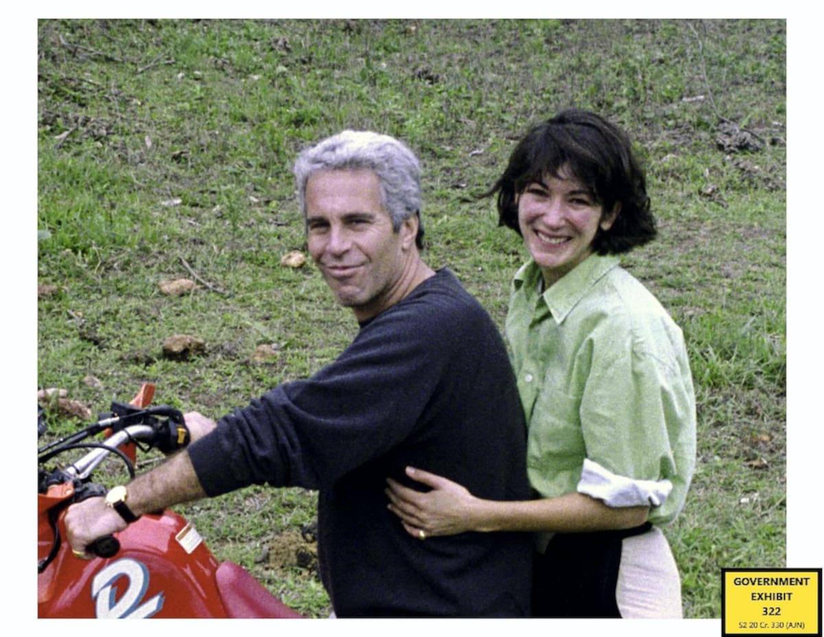 Undated handout photo issued by US Department of Justice of Ghislaine Maxwell with Jeffrey Epstein, which has been shown to the court during the sex trafficking trial of Maxwell in the Southern District of New York. The British socialite is accused of preying on vulnerable young girls and luring them to massage rooms to be molested by Epstein between 1994 and 2004. Issue date: Wednesday December 8, 2021. PA Photo. See PA story COURTS Maxwell. Photo credit should read: US Department of Justice/PA Wire
NOTE TO EDITORS: This handout photo may only be used in for editorial reporting purposes for the contemporaneous illustration of events, things or the people in the image or facts mentioned in the caption. Reuse of the picture may require further permission from the copyright holder.