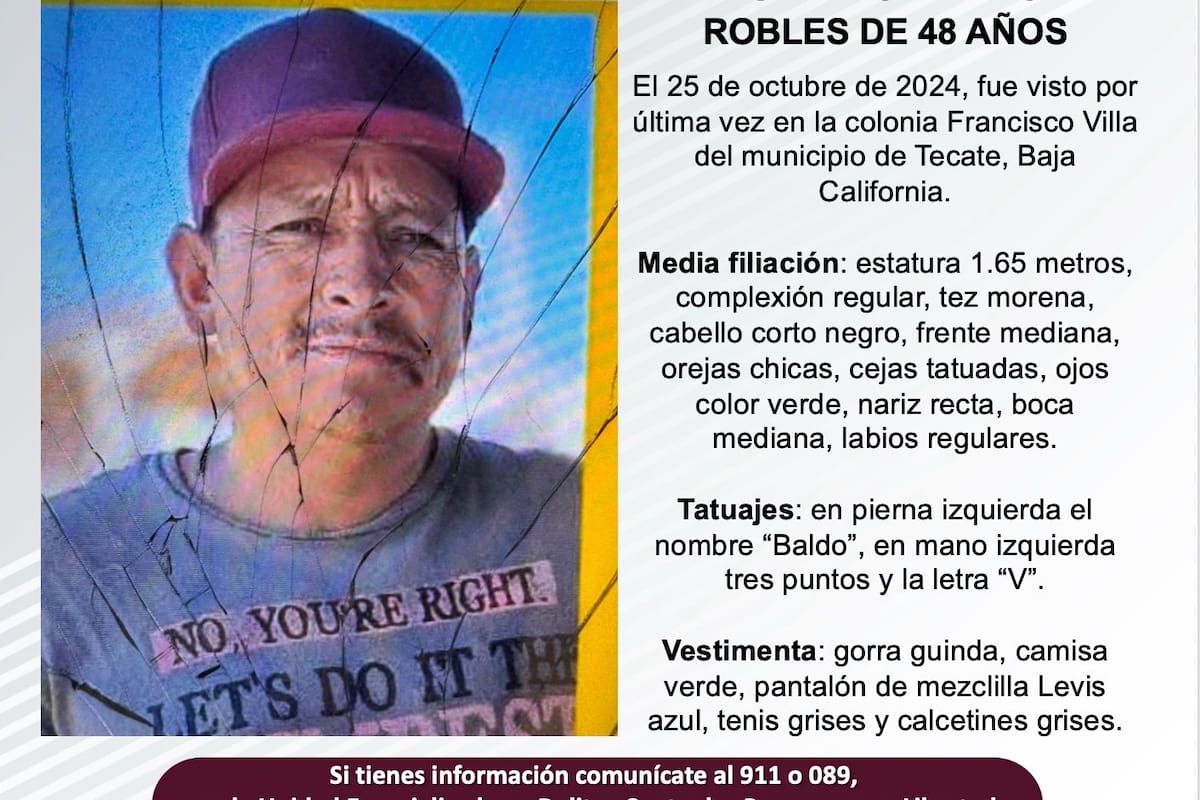 Se busca a Ubaldo Pinedo Robles de 48 años