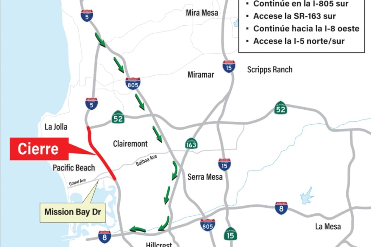 Anuncian mega cierre de carretera al norte de San Diego
