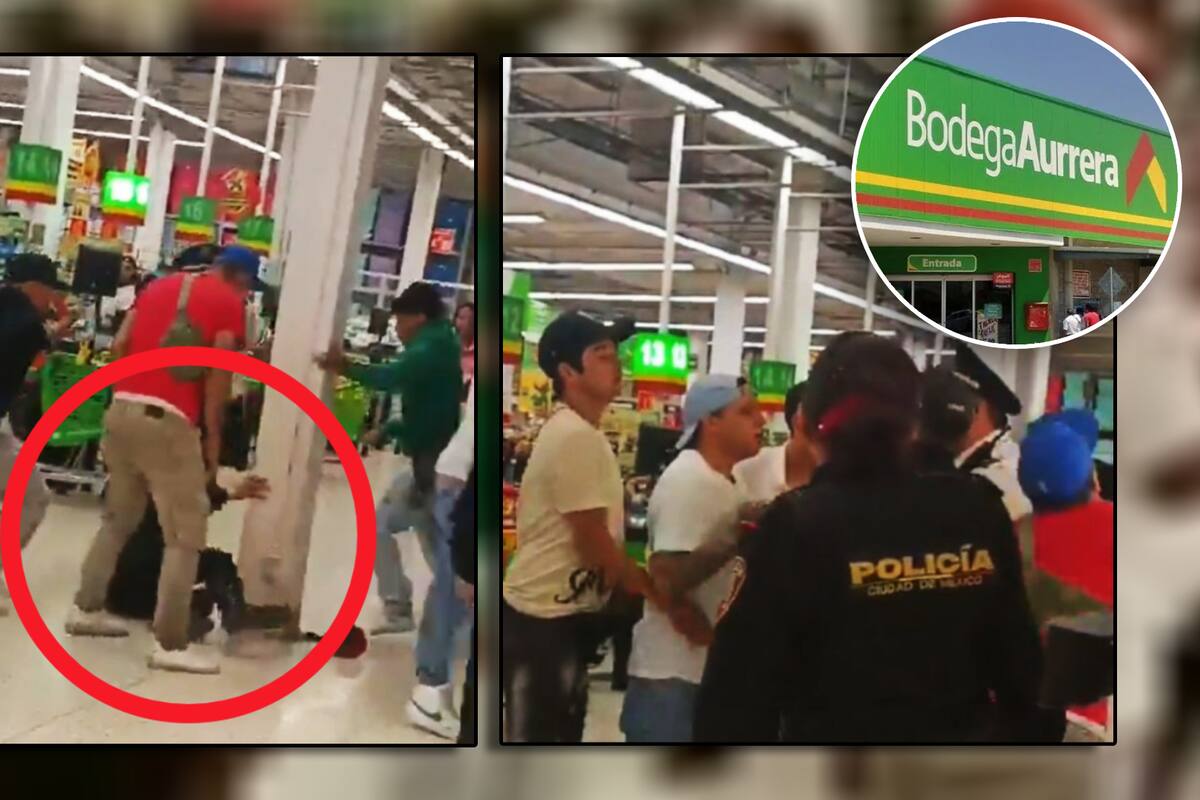 Captan en VIDEO a tres adolescentes golpeando brutalmente un grupo de policías adentro de un Bodega Aurrera en CDMX