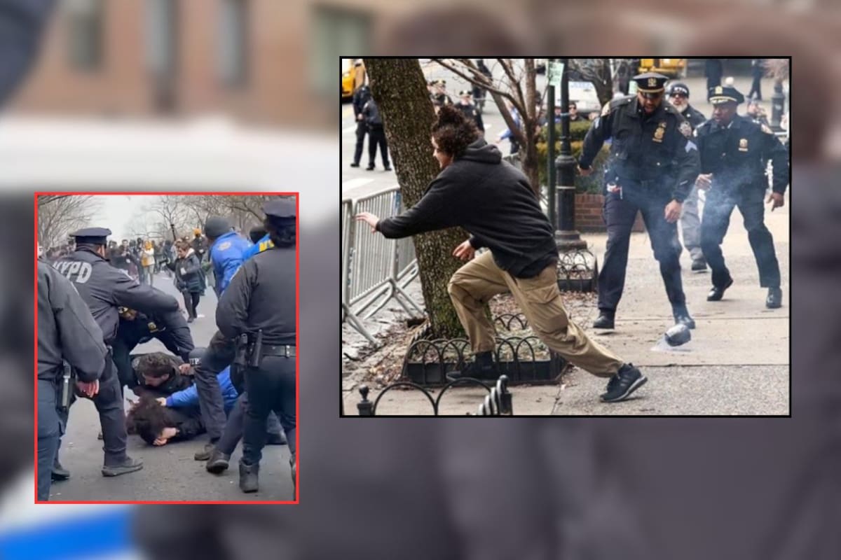 Video muestra el momento en que detienen a sospechoso de terrorismo tras presuntamente lanzar bomba casera durante protesta frente a la residencia del alcalde de Nueva York