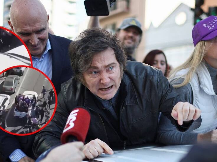 Milei abandona acto de campaña tras agresión de manifestantes en Buenos Aires; arrojaron piedras y botellas contra su vehículo