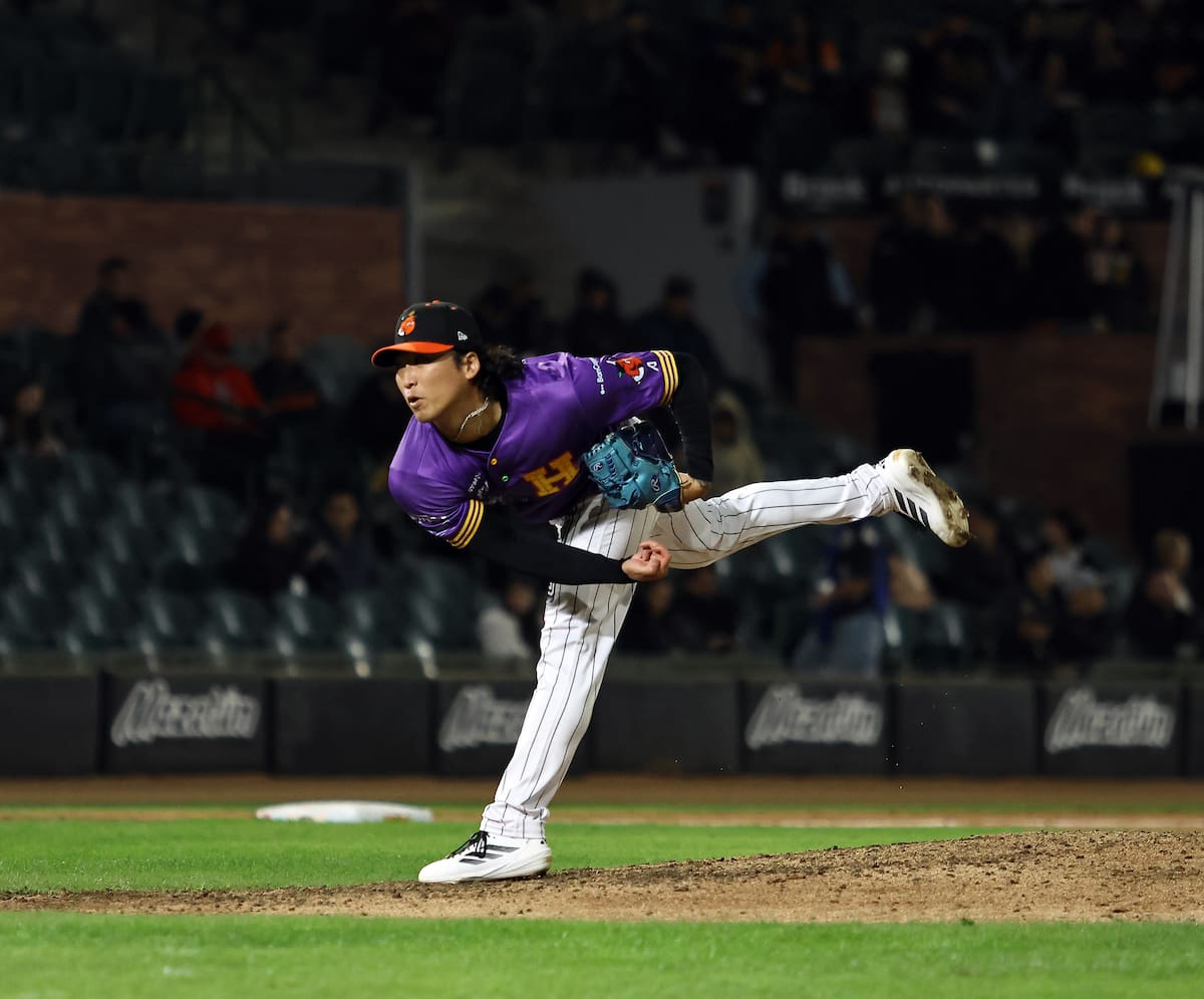 El japonés Daniel Missaki lanzó dos innings en blanco. (Foto: Cortesía Club Naranjeros)
