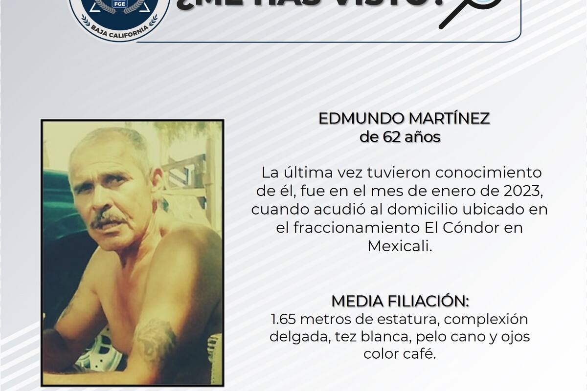 Piden ayuda para localizar a Edmundo Martínez