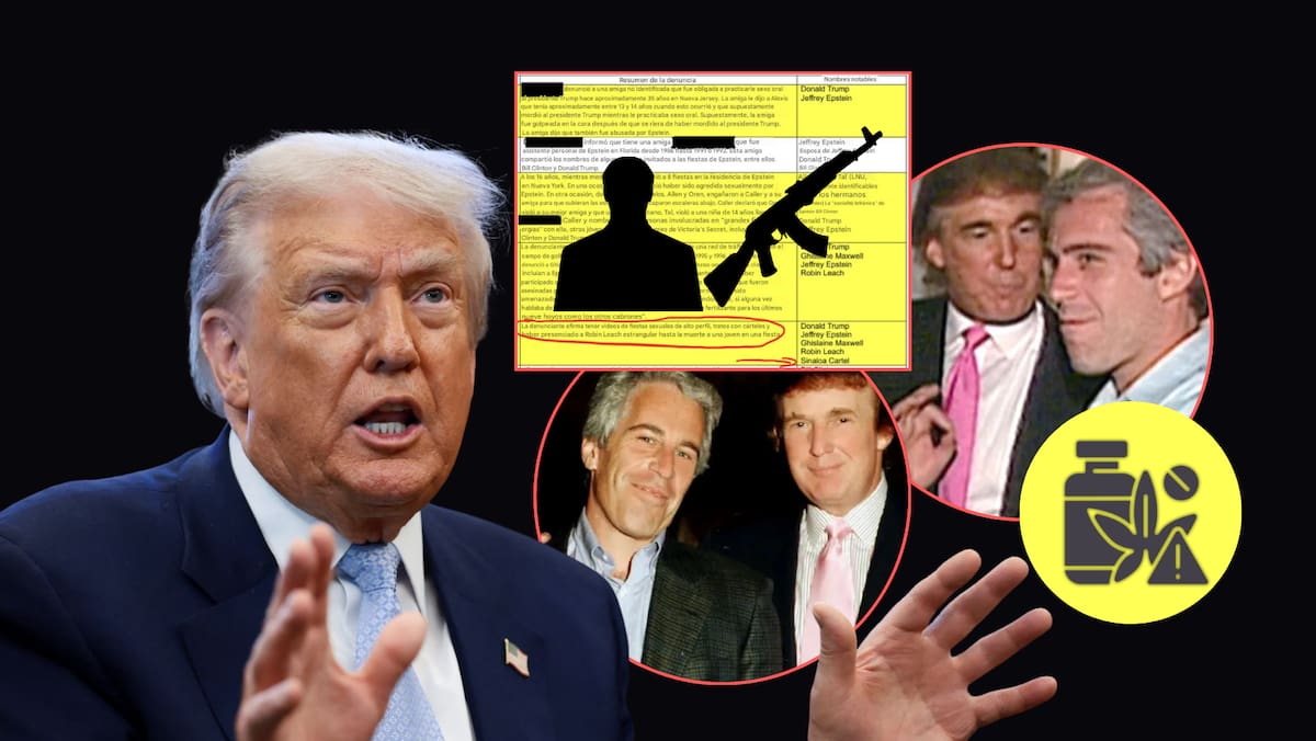 ¿Trump y el narco? Documentos vinculados a Epstein lo relacionan con el Cártel de Sinaloa. Foto: Reuters, getty, canvas y X de Jake Tapper @jaketapper