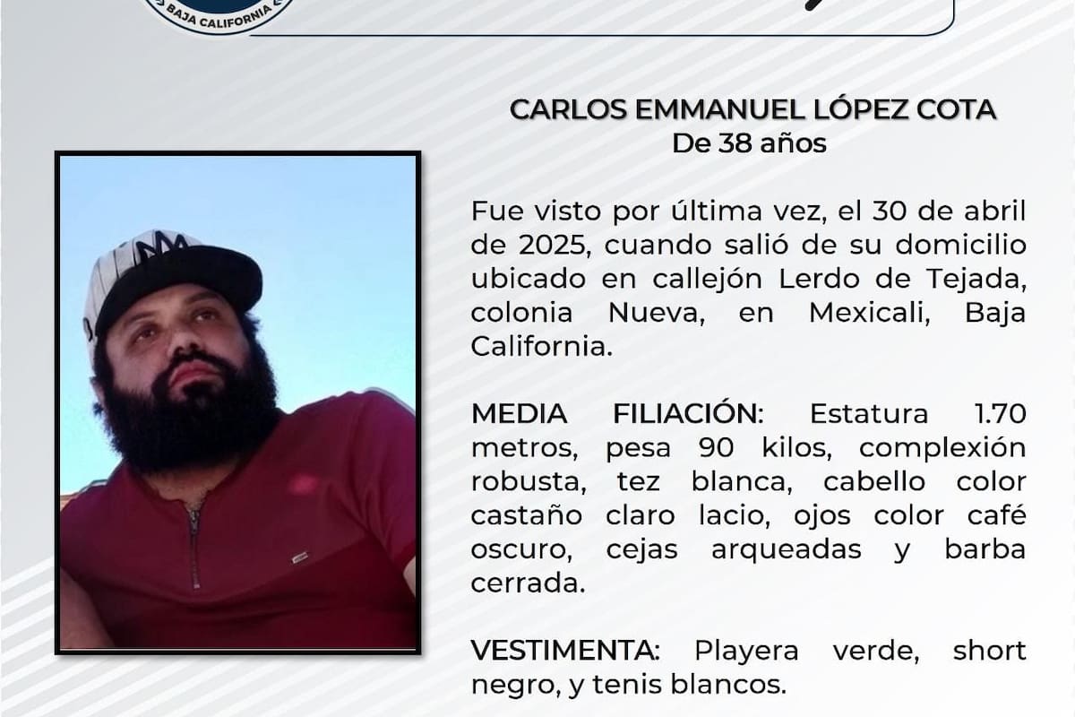 Solicita apoyo para localizar a Carlos Emmanuel López Cota