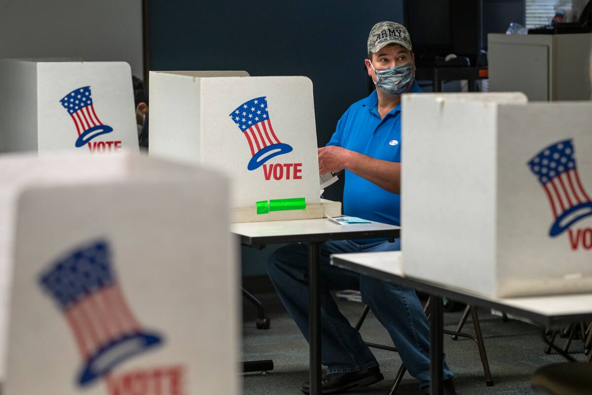 VANCOUVER, WA - NOVEMBER 03: A voter fills out his ballot on November 3, 2020 in Vancouver, Washington. After a record-breaking early voting turnout, Americans head to the polls on the last day to cast their vote for incumbent U.S. President Donald Trump or Democratic nominee Joe Biden in the 2020 presidential election. (Photo by Nathan Howard/Getty Images)