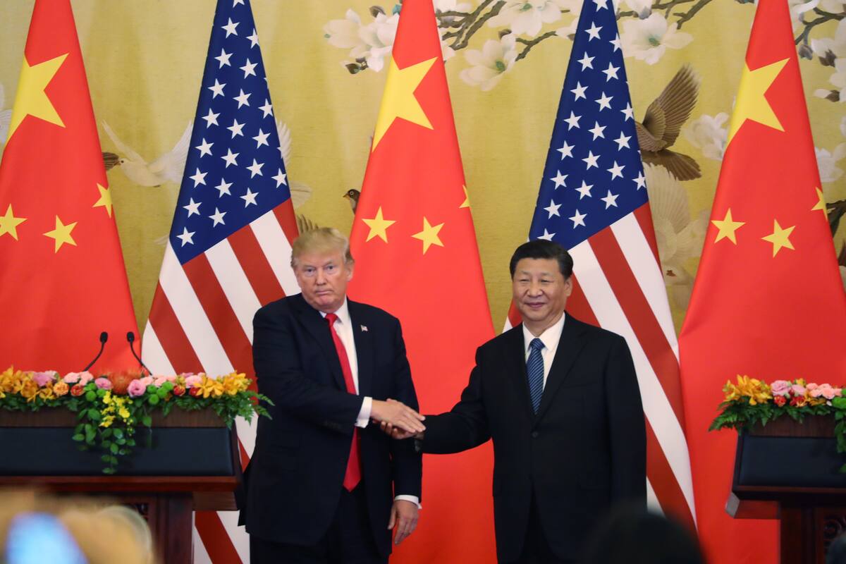 U.S. President Donald Trump, left, and Chinese President Xi Jinping hold their joint press conference at the Great Hall of the People in Beijing, Thursday, Nov. 9, 2017. (AP Photo/Andrew Harnik)