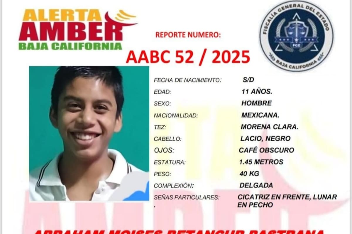 Activan Alerta Amber por Abraham Moisés Betancur Pastrana de 11 años