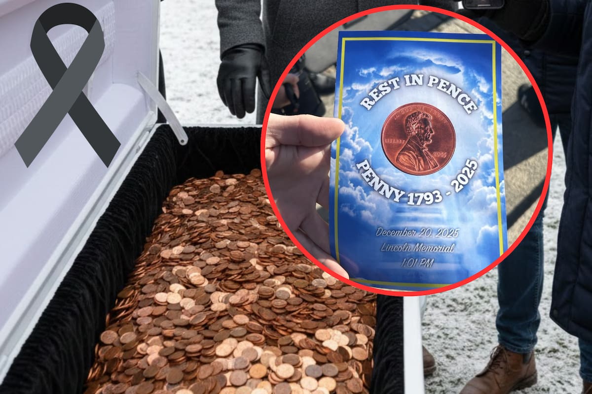 Despiden a la moneda de un centavo, el “penny”, con un funeral frente al Monumento a Lincoln tras su retiro oficial; decenas acudieron vestidos de luto para decir adiós a la pieza metálica, cuya producción fue cancelada por su alto costo