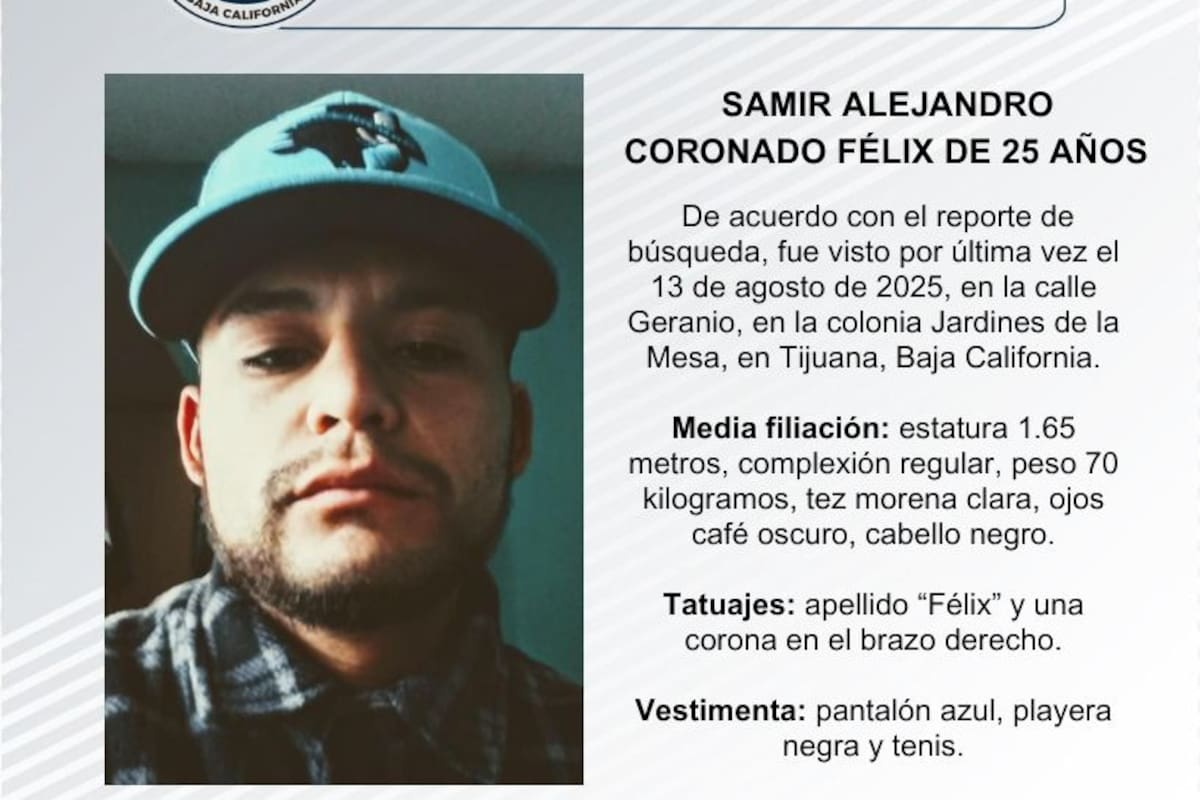 Se busca a Samir Alejandro Coronado Félix de 25 años