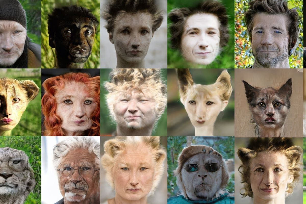 Así se ven rostros humanos en su 'versión' animal gracias a la inteligencia artificial