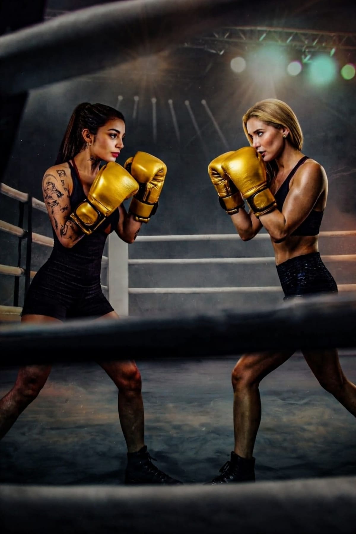 La ceremonia previa al combate de Ring Royale terminó en empujones entre ambas participantes, quienes fueron separadas por sus equipos antes de que el altercado escalara. Foto: Redes