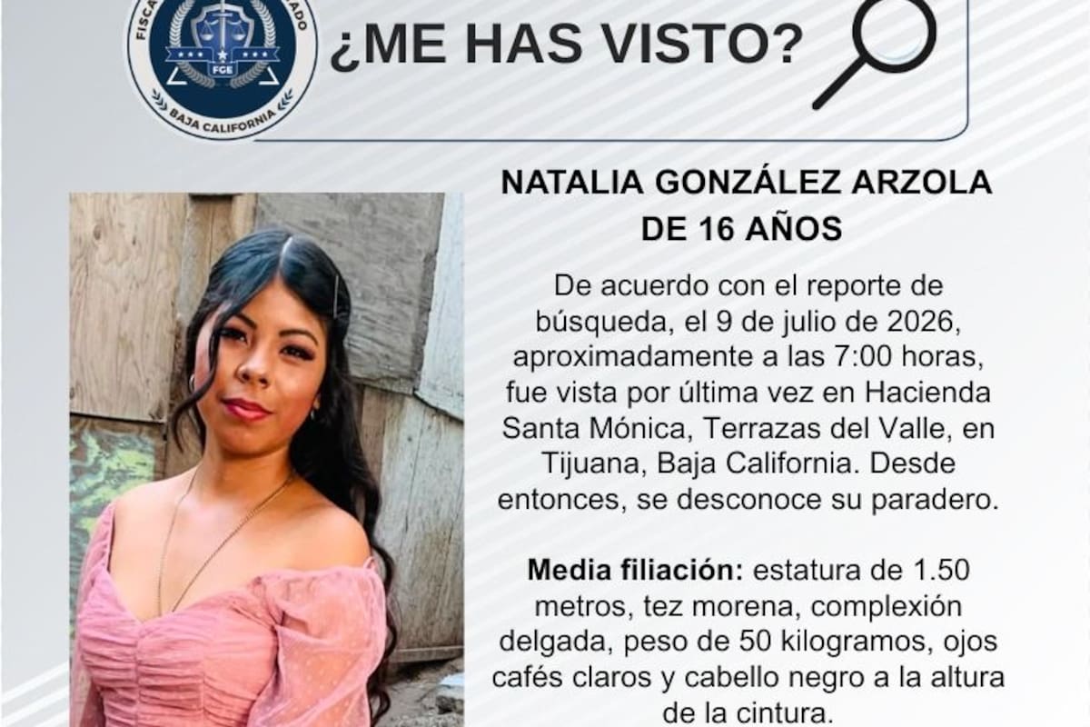 Se busca Natalia González Arzola de 16 años de edad