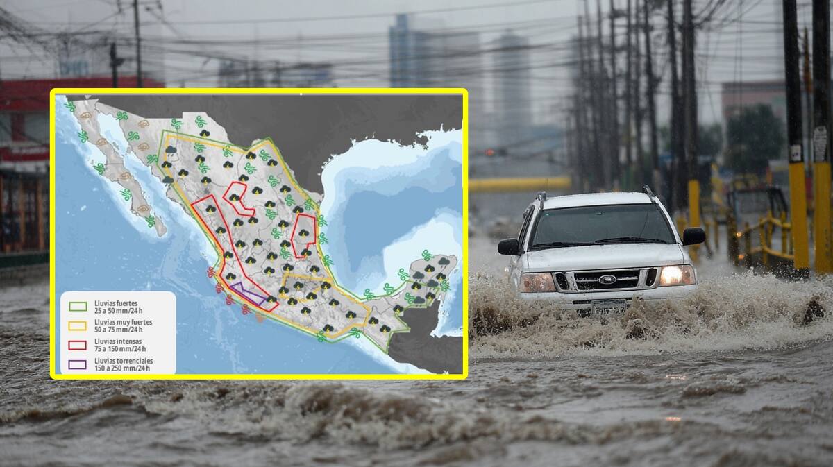 El SMN ha alertado sobre fuertes lluvias en varias regiones de México debido a sistemas meteorológicos como el huracán Flossie, una vaguada en altura y un canal de baja presión.