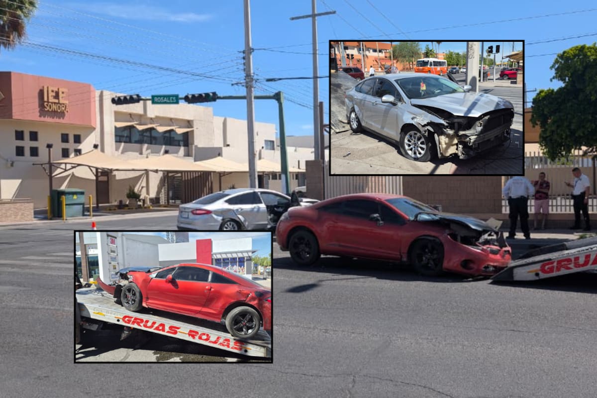 Choque entre dos sedanes en Colosio y Rosales deja dos lesionados y tráfico lento en el Centro