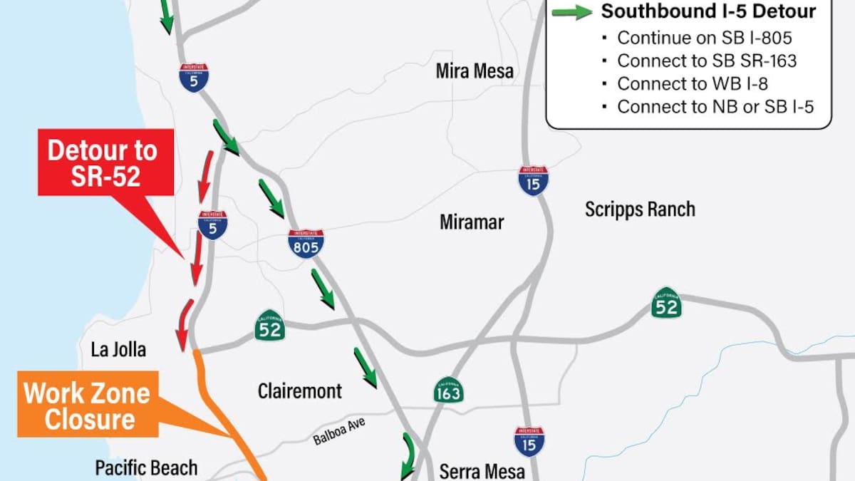Anuncian otro mega cierre en carretera de San Diego